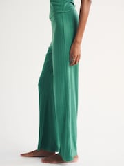 Abercrombie & Fitch Green Pointelle Check Wide Leg Trousers - Image 3 of 6