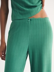 Abercrombie & Fitch Green Pointelle Check Wide Leg Trousers - Image 5 of 6