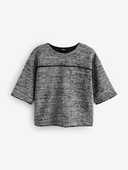 أسود/أبيض - Boxy Boucle T-Shirt - صورة 5 من 7