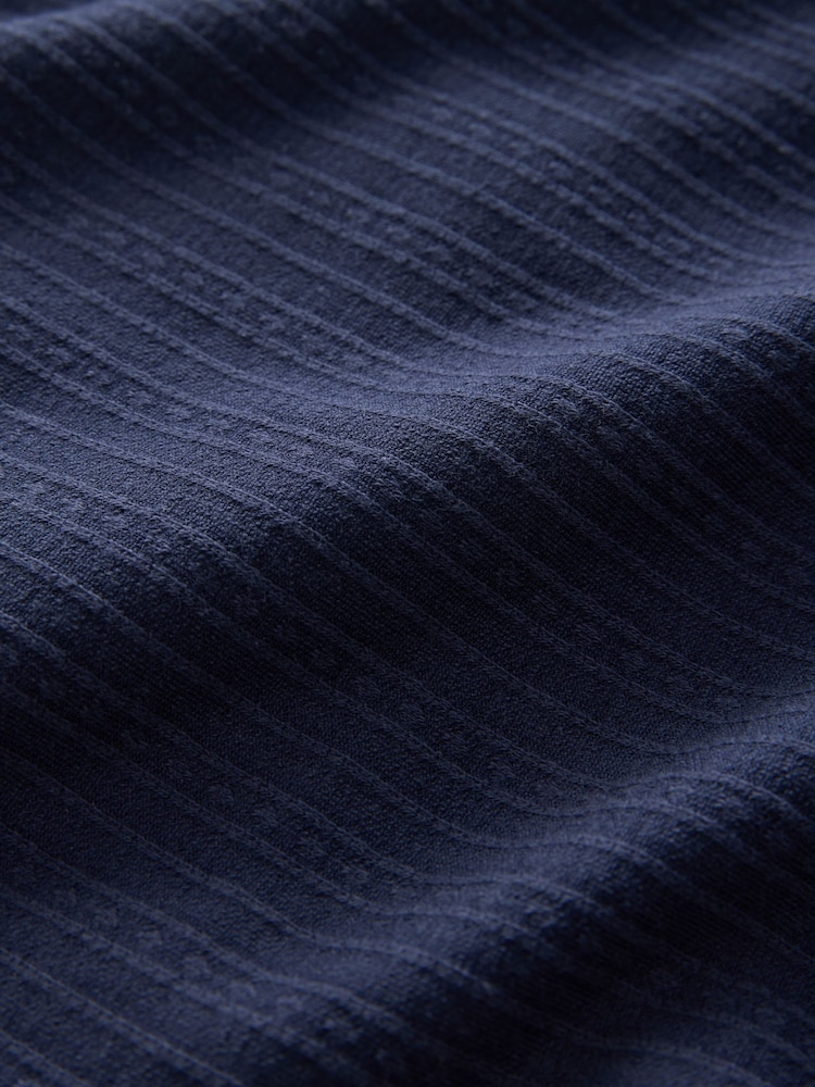 Indigo Blue Textured Jersey Stripe Wide Leg Trousers - Image 6 of 7