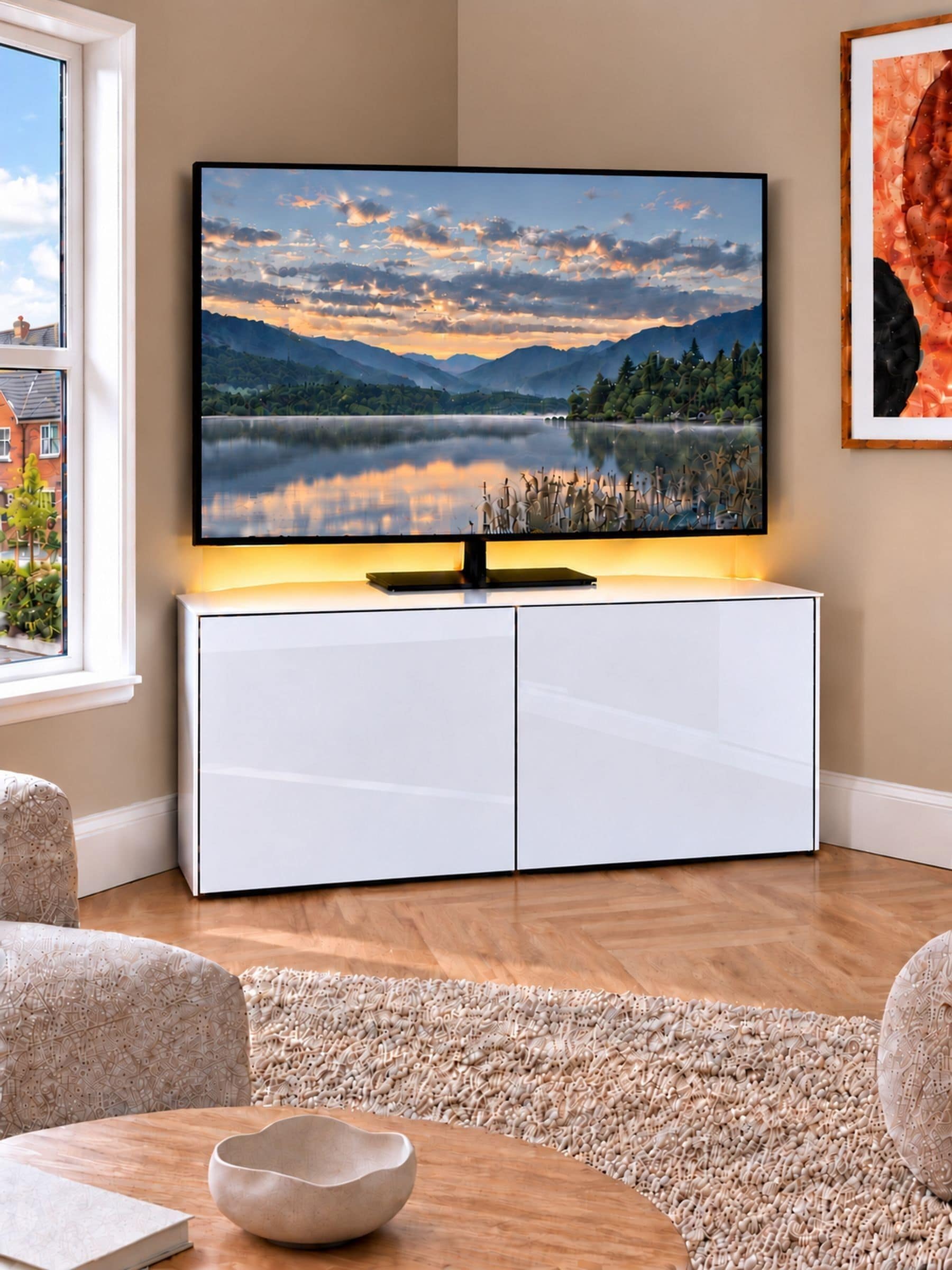 Rackhams White Frank Olsen Corner 1200 Tv Cabinet - Image 2