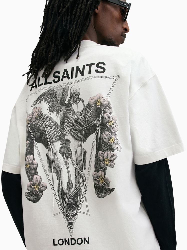 AllSaints White Geist Short Sleeve Crew T-Shirt - Image 2 of 8