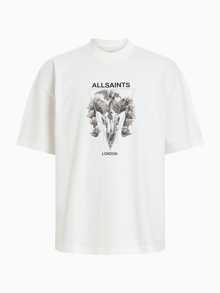 AllSaints White Geist Short Sleeve Crew T-Shirt - Image 8 of 8