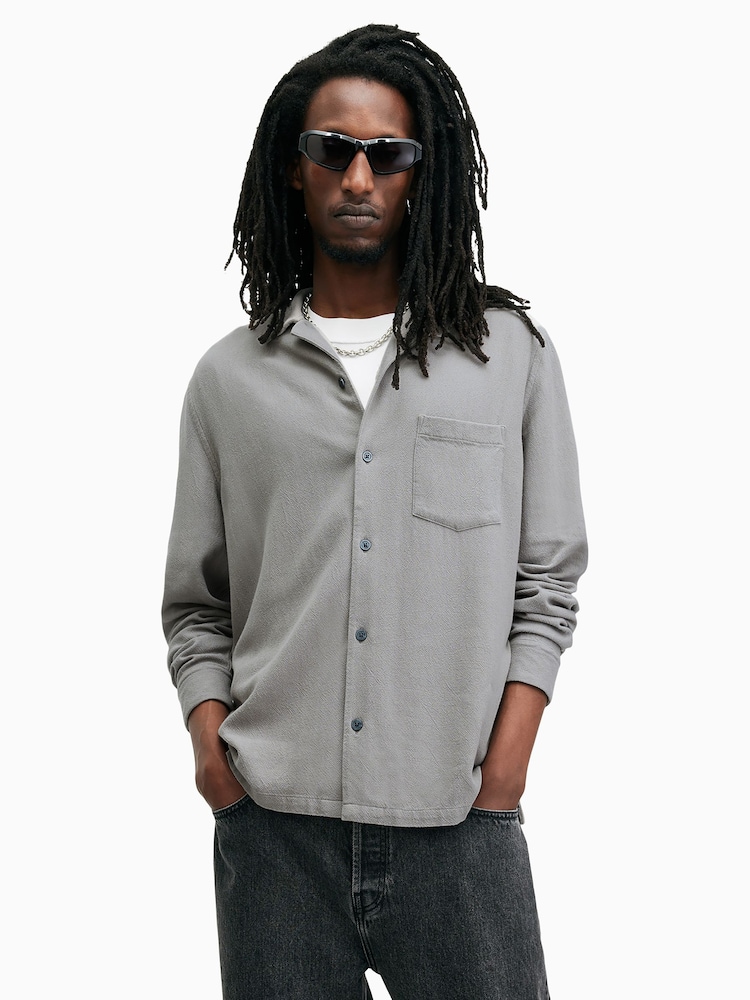 AllSaints Grey Cudi Longsleeve Shirt - Image 2 of 7