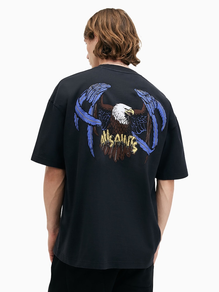 AllSaints Black Soarer Short Sleeve Crew T-Shirt - Image 2 of 9