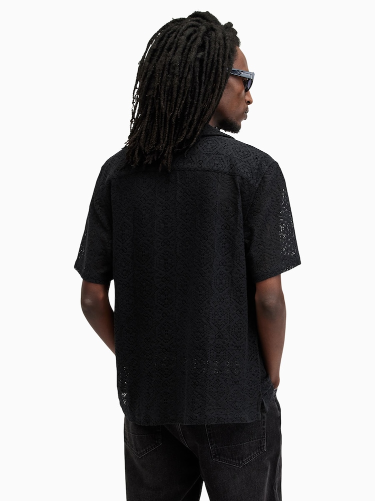 AllSaints Black Harden Short Sleeve Shirt - Image 3 of 6