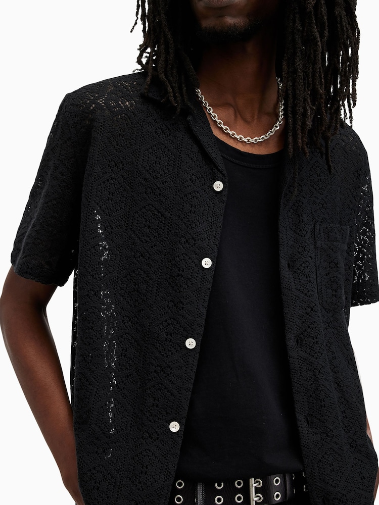 AllSaints Black Harden Short Sleeve Shirt - Image 5 of 6