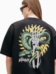 AllSaints Black Krait Short Sleeve Crew T-Shirt - Image 2 of 6
