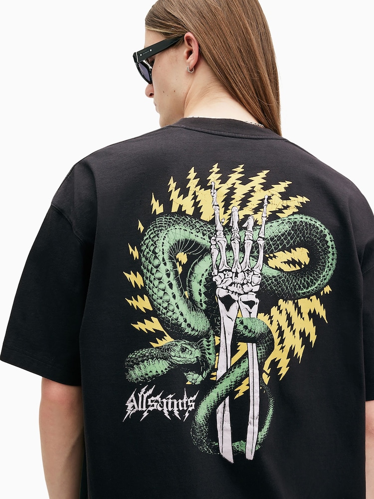 AllSaints Black Krait Short Sleeve Crew T-Shirt - Image 2 of 6