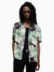 AllSaints Grey Naga Shortsleeve Shirt - Image 1 of 6