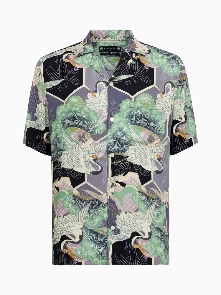AllSaints Grey Naga Shortsleeve Shirt - Image 6 of 6