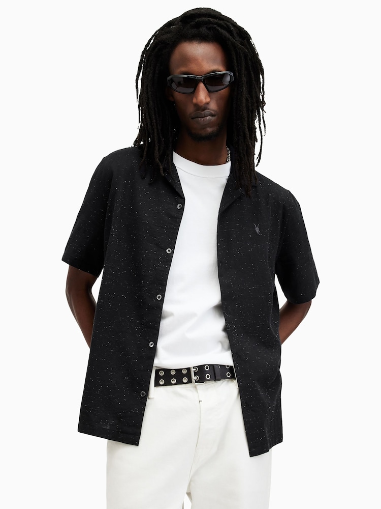 AllSaints Black Bryant Shortsleeve Shirt - Image 1 of 5