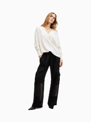 AllSaints White Bern V-Neck Jumper - Image 3 of 7