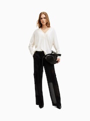 AllSaints White Bern V-Neck Jumper - Image 5 of 7