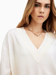 AllSaints White Bern V-Neck Jumper - Image 6 of 7
