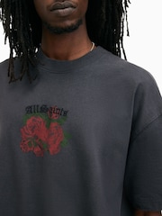 AllSaints Black Melrose Short Sleeve Crew T-Shirt - Image 4 of 8
