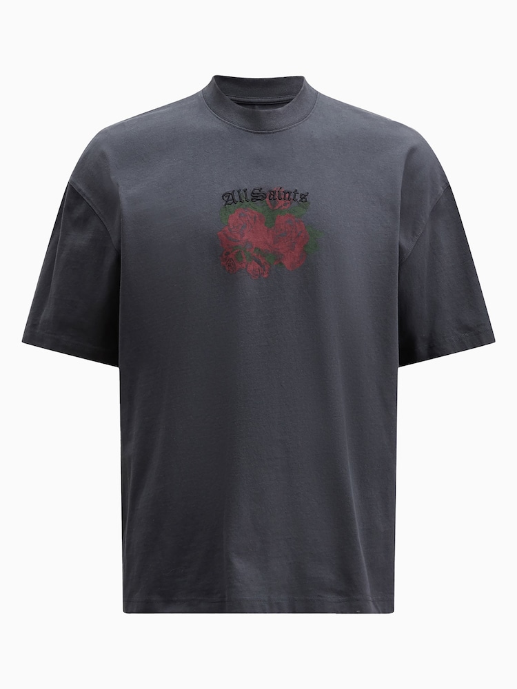AllSaints Black Melrose Short Sleeve Crew T-Shirt - Image 8 of 8