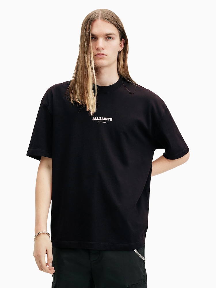 AllSaints Black Subverse Shortsleeve Crew T-Shirt - Image 1 of 6
