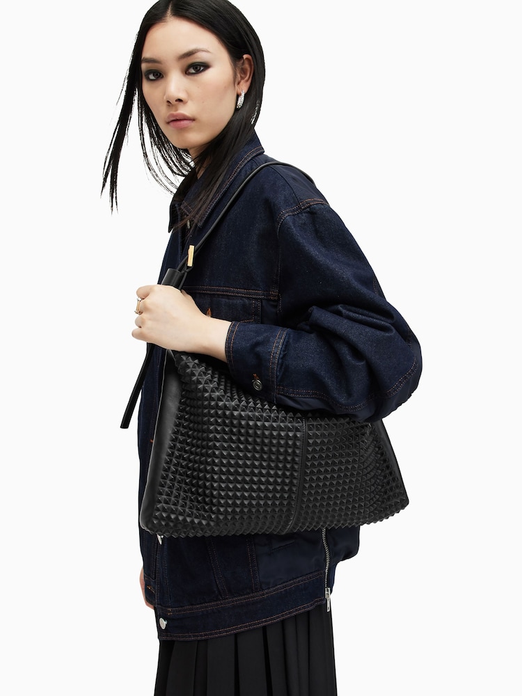 AllSaints Black Edbury Stud Shoulder Bag - Image 2 of 7