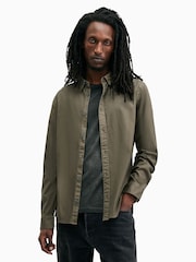 AllSaints Brown Hawthorne Longsleeve Shirt - Image 1 of 6