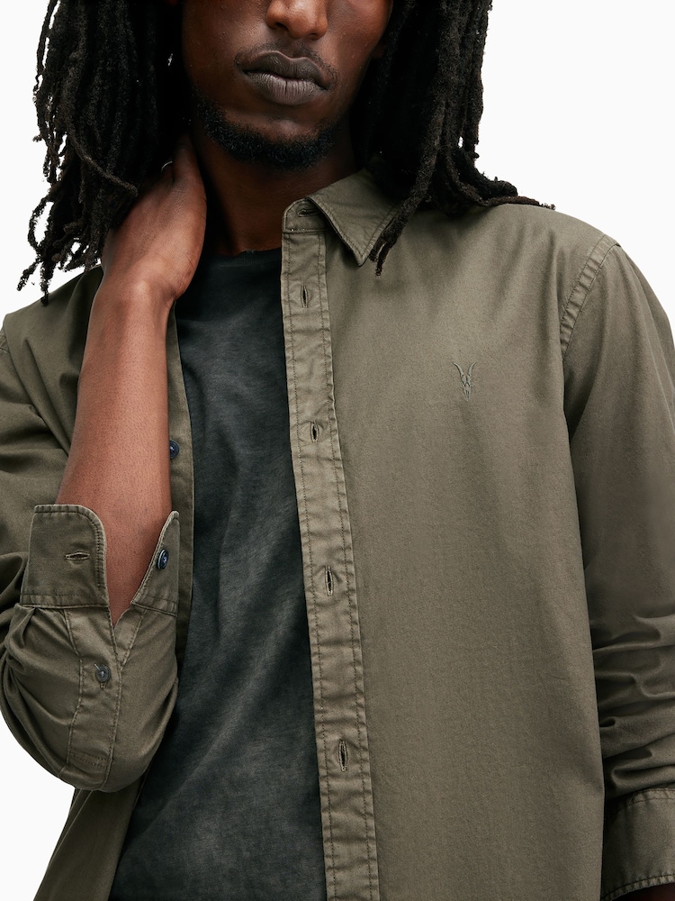 AllSaints Brown Hawthorne Longsleeve Shirt - Image 2 of 6