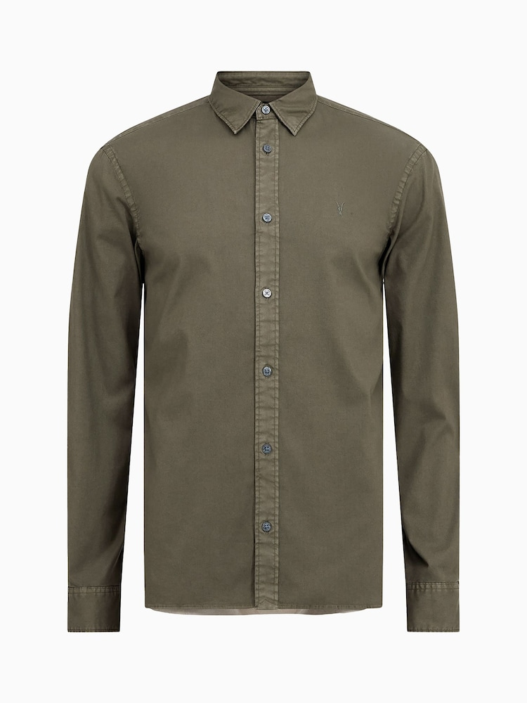 AllSaints Brown Hawthorne Longsleeve Shirt - Image 6 of 6