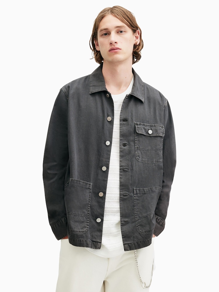 AllSaints Black Nevis Chore Jacket - Image 1 of 7