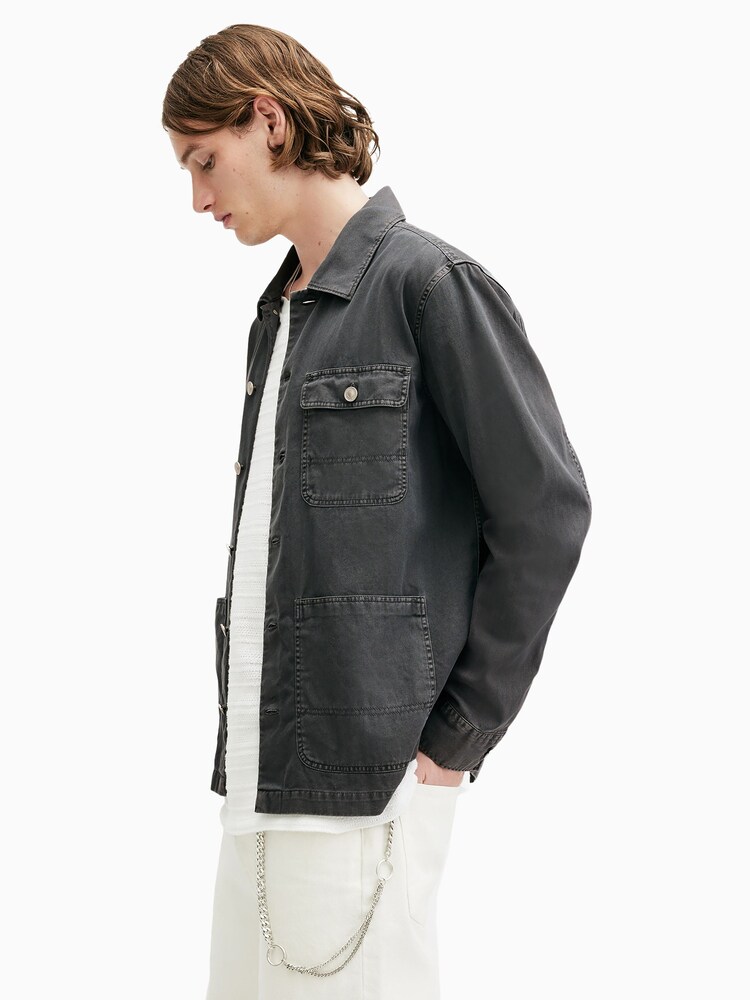 AllSaints Black Nevis Chore Jacket - Image 4 of 7