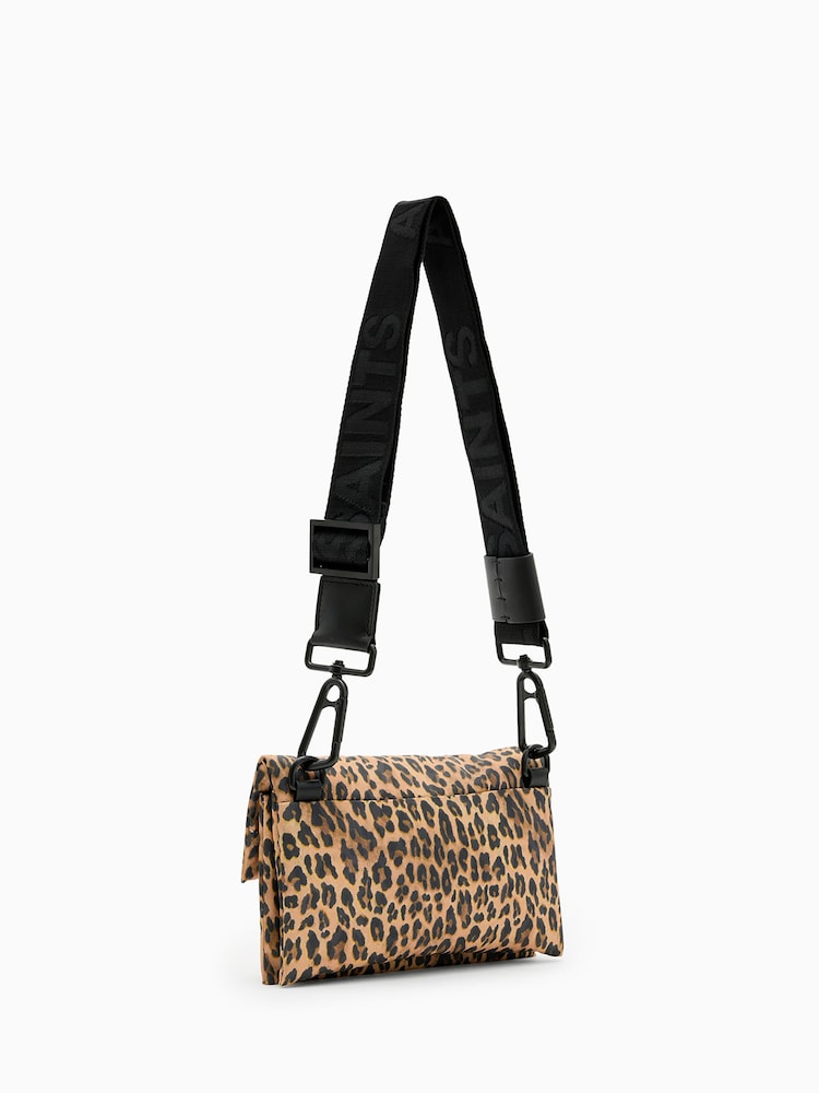 AllSaints Brown Ezra Rec Cross-Body Leopard Print Bag - Image 2 of 8