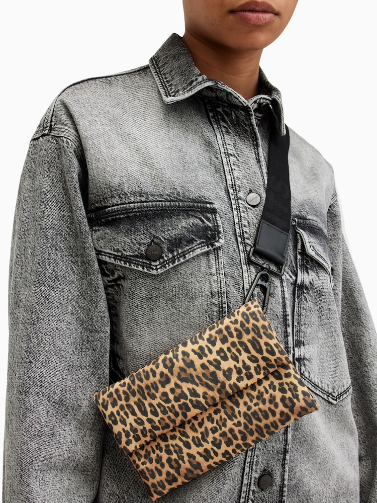 AllSaints Brown Ezra Rec Cross-Body Leopard Print Bag - Image 8 of 8