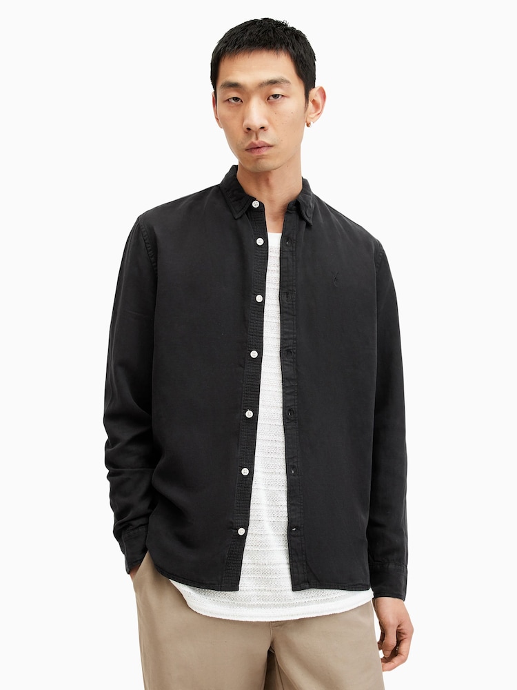 AllSaints Black Laguna Longsleeve Shirt - Image 1 of 8