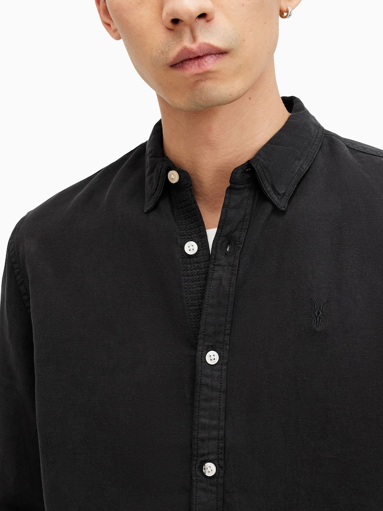 AllSaints Black Laguna Longsleeve Shirt - Image 2 of 8