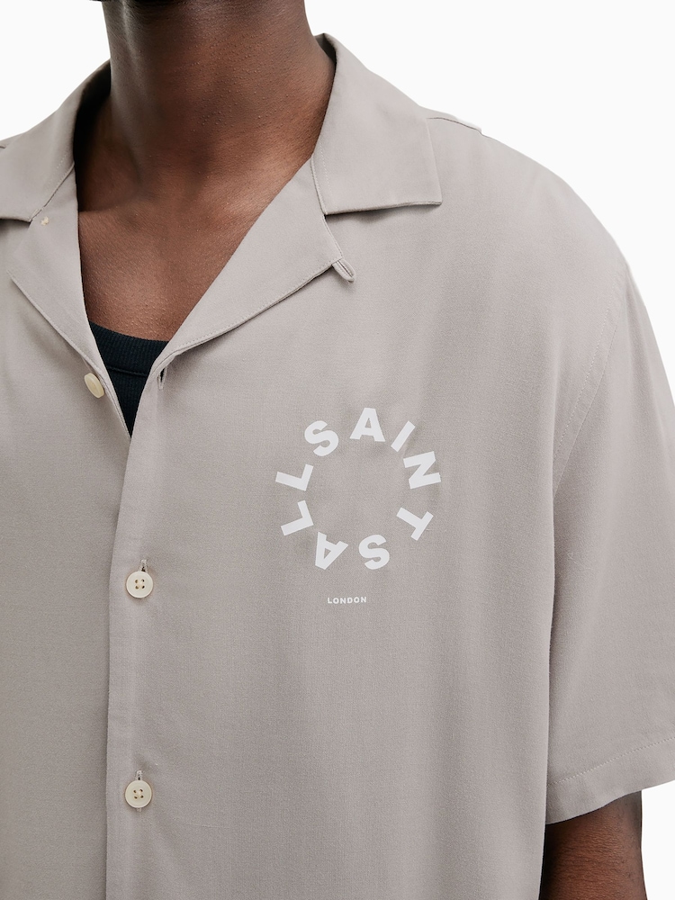 Allsaints Grey Tierra Short Sleeve Shirt - Image 4 of 6