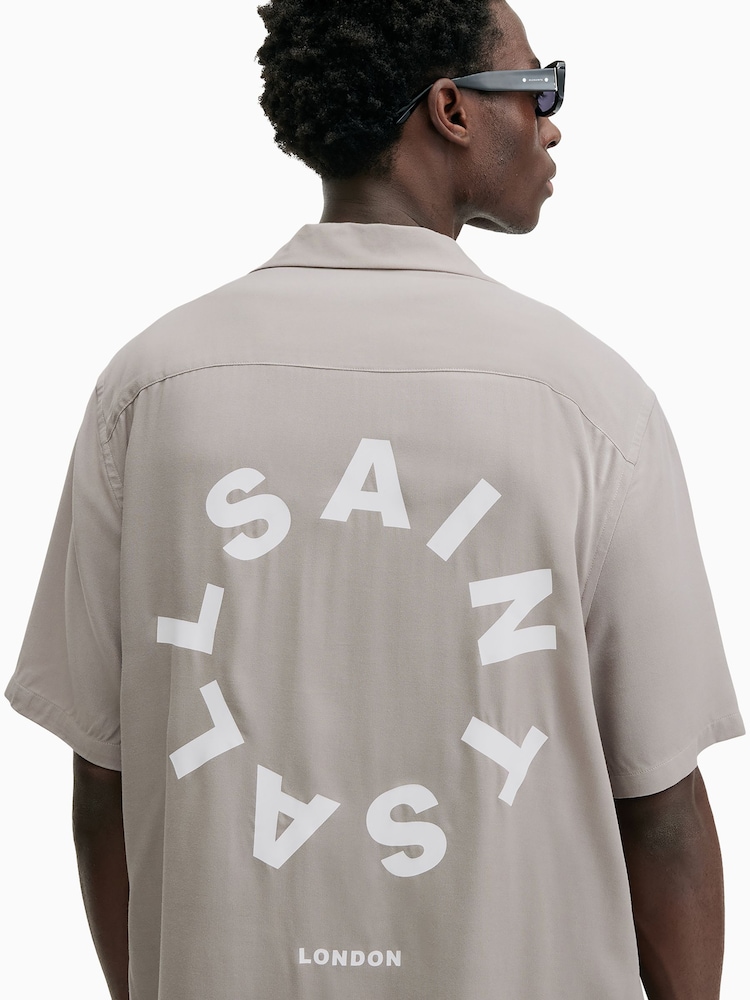 Allsaints Grey Tierra Short Sleeve Shirt - Image 5 of 6