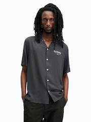 AllSaints Blue Underground Short Sleeve Shirt - Image 4 of 9