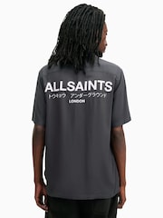 AllSaints Blue Underground Short Sleeve Shirt - Image 8 of 9