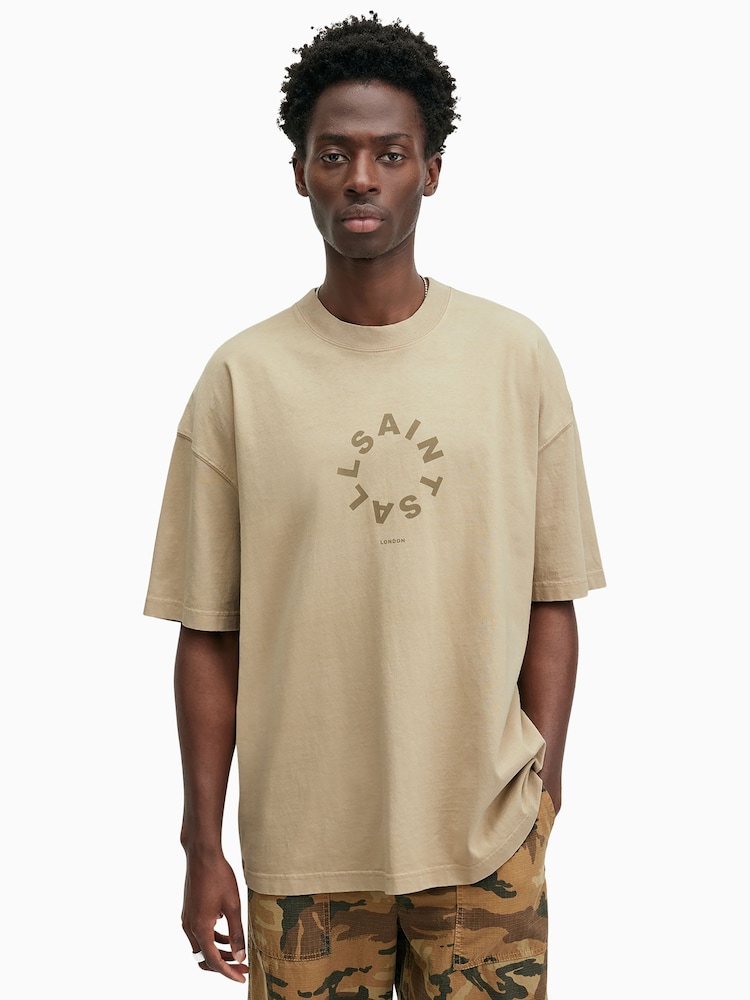 AllSaints Brown Tierra Short Sleeve Crew T-Shirt - Image 1 of 6