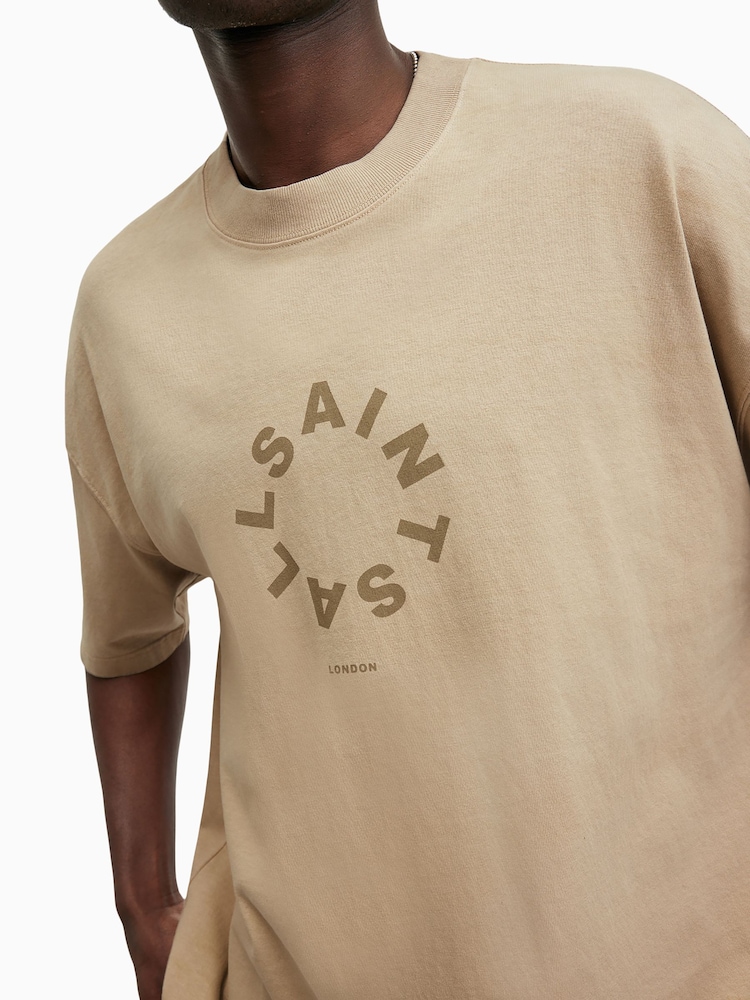 AllSaints Brown Tierra Short Sleeve Crew T-Shirt - Image 3 of 6