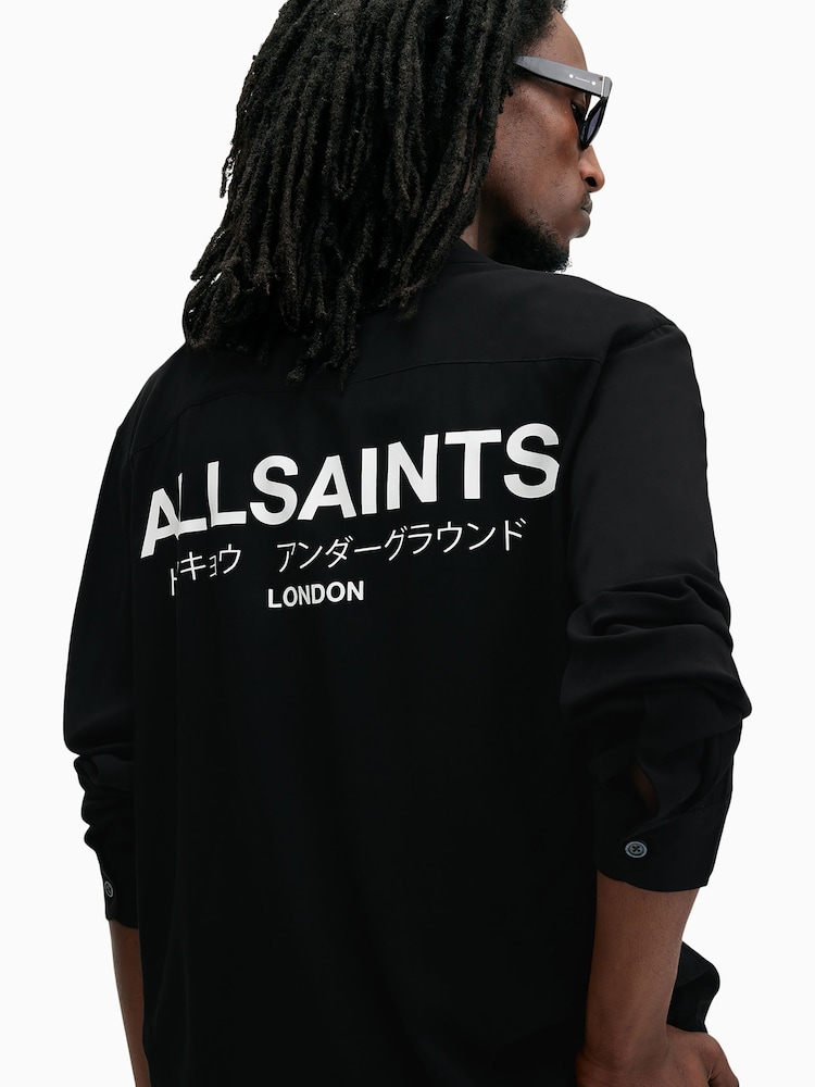 AllSaints Black Underground Long Sleeve Shirt - Image 2 of 8