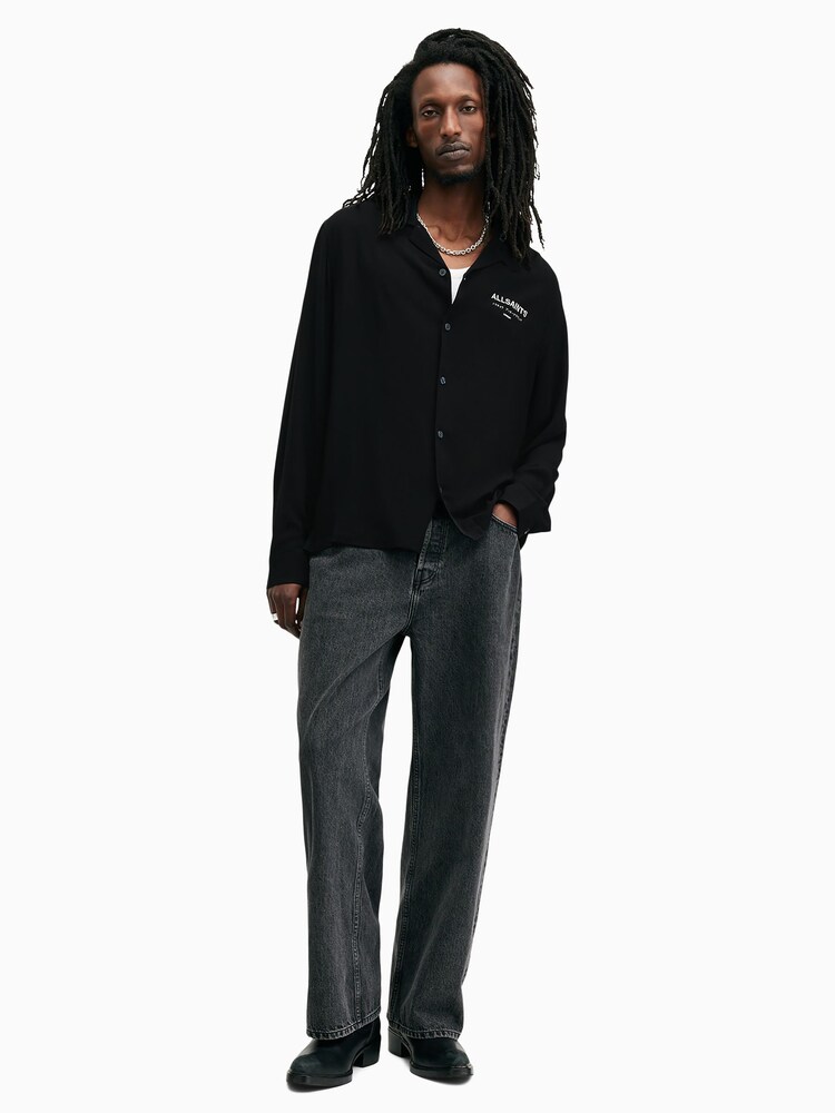 AllSaints Black Underground Long Sleeve Shirt - Image 6 of 8
