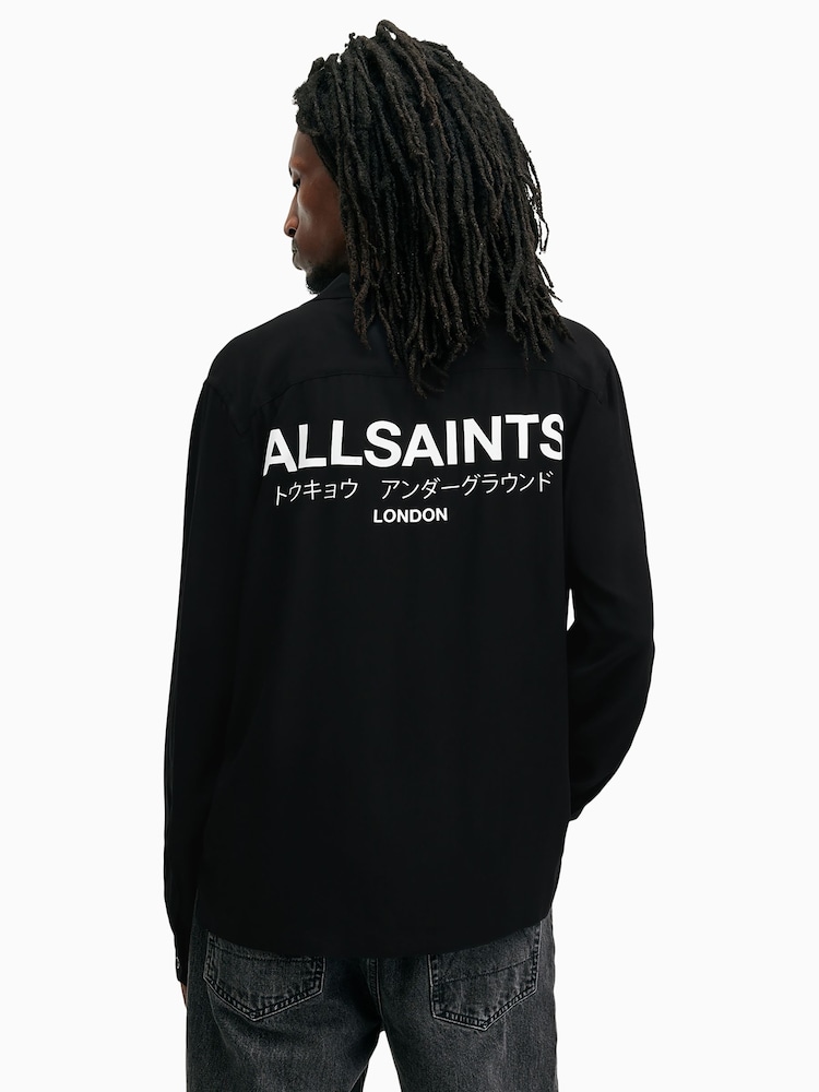 AllSaints Black Underground Long Sleeve Shirt - Image 7 of 8