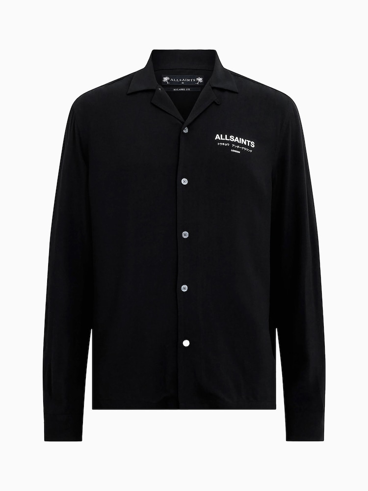 AllSaints Black Underground Long Sleeve Shirt - Image 8 of 8