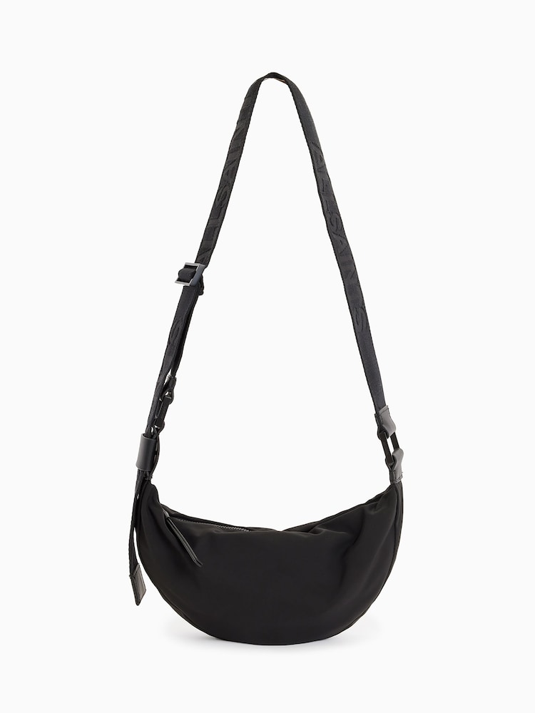 AllSaints Black Half Moon Rec Cross-Body Bag - Image 1 of 7