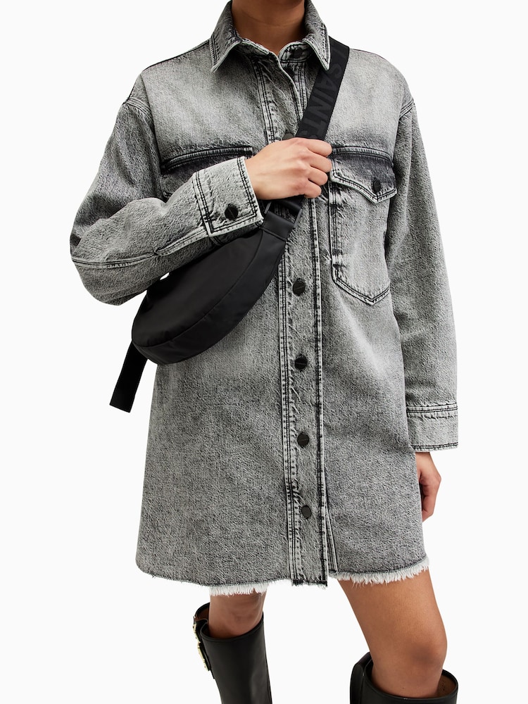AllSaints Black Half Moon Rec Cross-Body Bag - Image 7 of 7