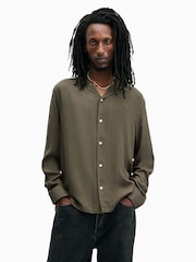 AllSaints Brown Venice Long Sleeve Shirt - Image 1 of 5