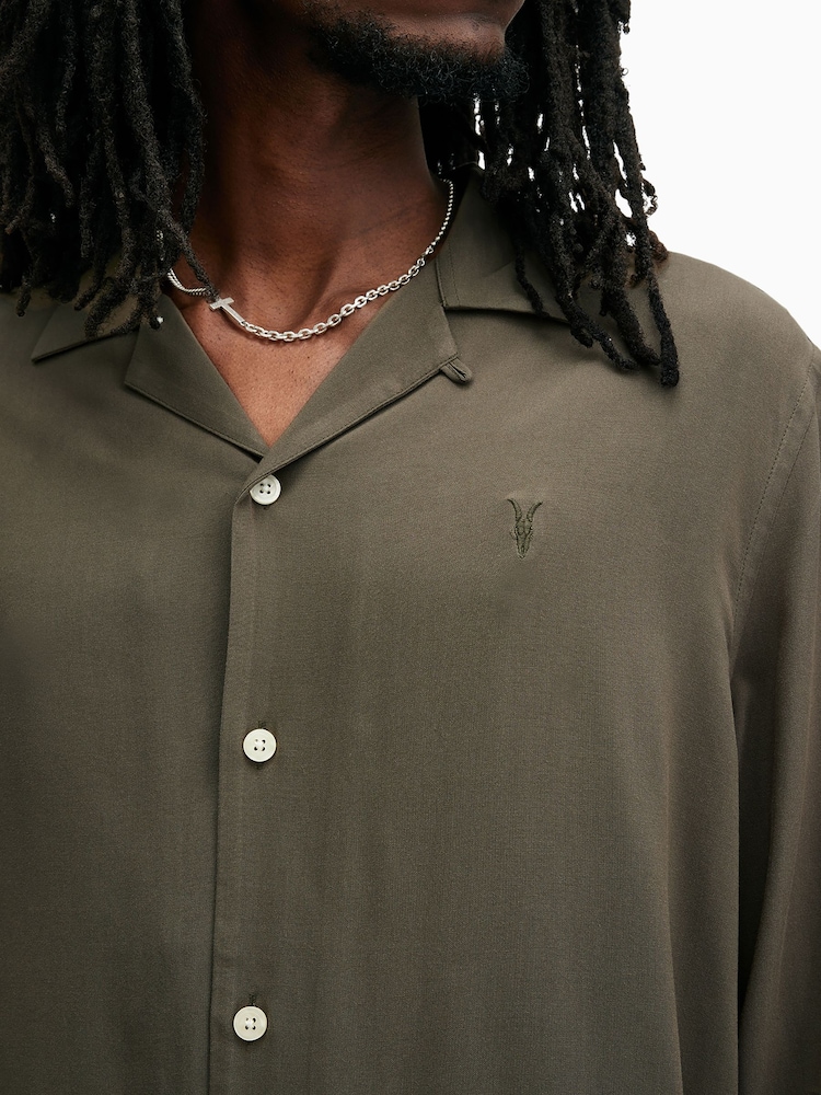 AllSaints Brown Venice Long Sleeve Shirt - Image 2 of 5