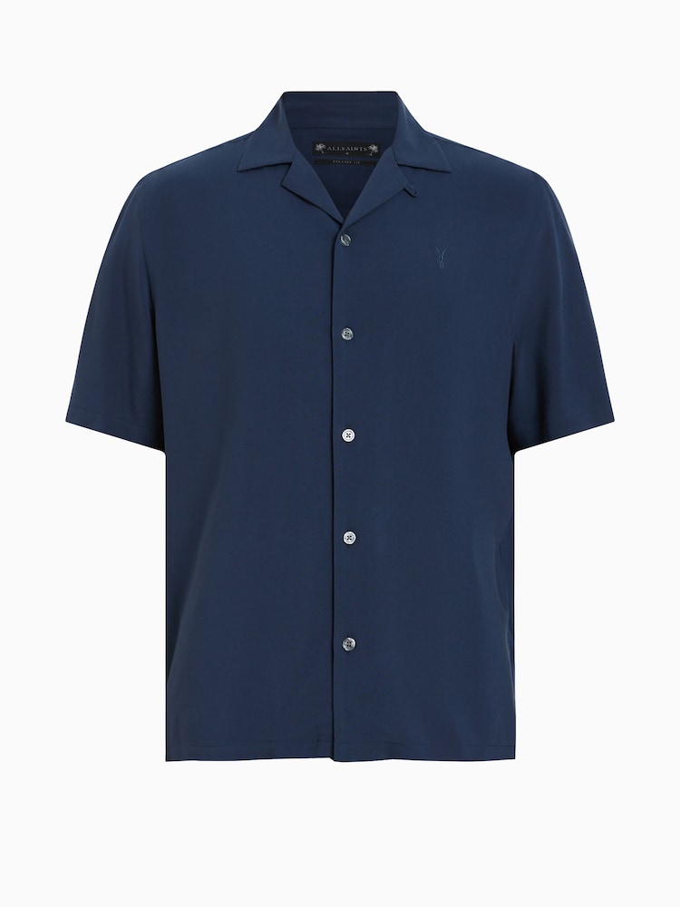 AllSaints Blue Venice Short Sleeve Shirt - Image 5 of 5