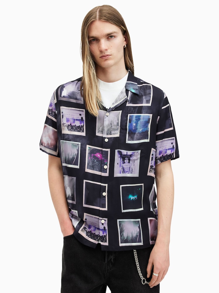 AllSaints Black Fotos Shortsleeve Shirt - Image 1 of 6