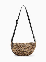 AllSaints Brown Half Moon Rec Cross-Body Bag - Image 1 of 6