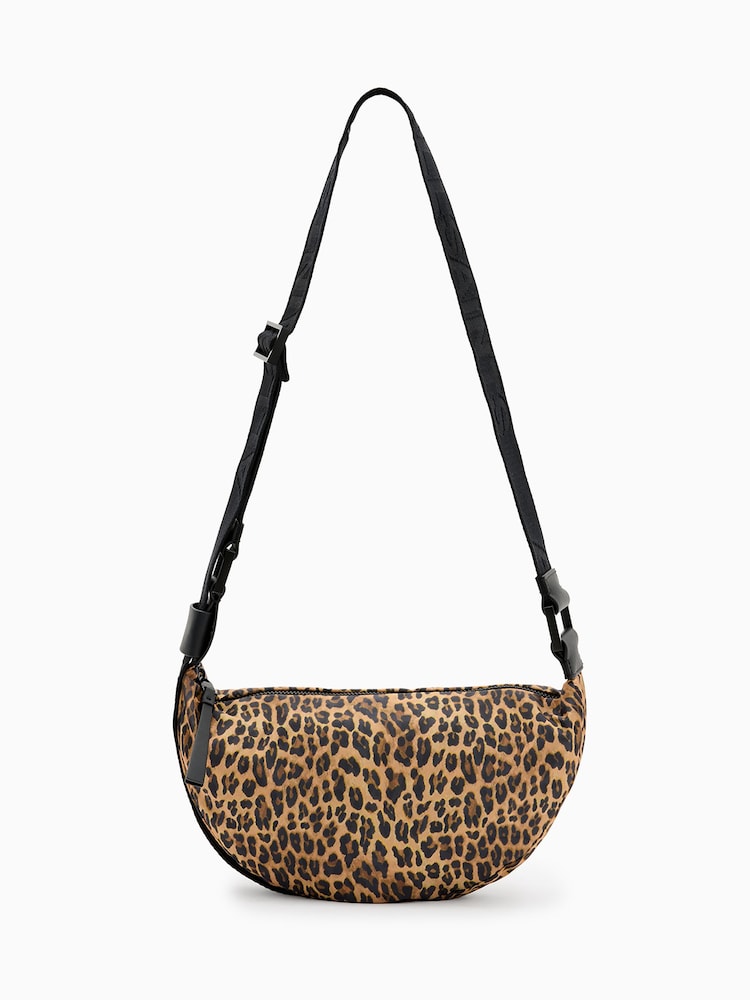 AllSaints Brown Half Moon Rec Cross-Body Bag - Image 1 of 6
